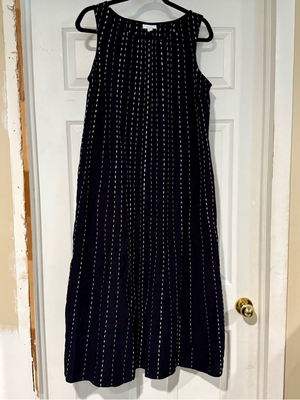 J. Jill Navy Sleeveless Maxi Dress with White Stitch Stripe